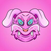 evil bunny monster head dead rabbit vector illustration design isolated on light background