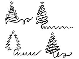 arte de línea de árbol de navidad vector