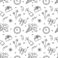 New Year seamless pattern. Vector illustration in doodle style.