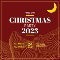 Realistic christmas party poster retro futuristic Template vector