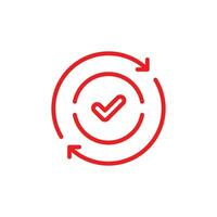 round convenient red line art icon like easy pay or update. concept of replace or swap symbol and quality control. synchronize logotype outline design website element isolated on white background vector