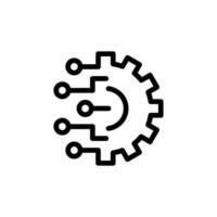 black Digital technology gear line art icon concept isolated on white background. cogwheel outline Vector illustration