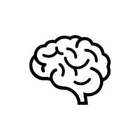 black Human brain medical line art vector icon illustration isolated on white background