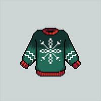 Pixel art illustration Christmas Sweater. Pixelated Sweater. Christmas Knitted Sweater pixelated for the pixel art game and icon for website and video game. old school retro. vector