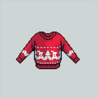 Pixel art illustration Christmas Sweater. Pixelated Sweater. Christmas Knitted Sweater pixelated for the pixel art game and icon for website and video game. old school retro. vector