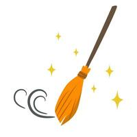 Broom sweeps, cleaning, cleanliness. vector design on white background