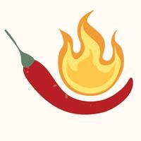 Red chili pepper is hot. flat cartoon style. vector design