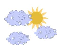 Sun in the clouds, vector design on white background