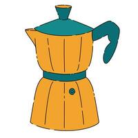 Geyser coffee maker Small bright geyser coffee pot hot drink vector illustration