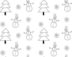 black and white doodle seamless pattern for christmas and new year vector