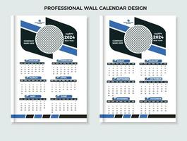 Vector 2024 Modern wall calendar design template.