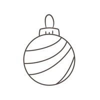 Isolated striped Christmas ornament. Element of xmas and New Year decoration. Vector outline Illustration