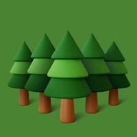 Forest set in green background. Vector illustration