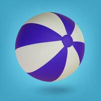 Beach ball isolated blue background. 3D Rendering. Vector illustration