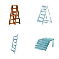 Ladder icons set cartoon vector. Step ladder and stairway vector