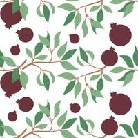 Vector seamless pattern with pomegranate branches and leaves. Wallpaper, background, paper or fabric print