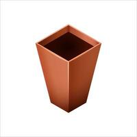 Empty ceramic brown flowerpots for cultivation of plants. Clay pot in an isometry, isolated on a white background. Vector illustration