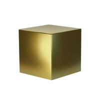 Golden cube isolated on white background. Design element of 3d box gold color. Vector illustration