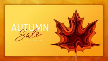 Origami autumn for concept design. Fall background design. Banner background. Vector illustration paper art. Bright fall leaves.