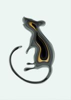 3d paper art illustration. Symbol of 2020 mouse, rat, in style paper art. Gold and grey halftone gradients. Design layout for banners presentations, flyers, posters and invitations. Vector