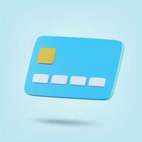 Cash card isolated on blue background. 3D Rendering. Vector illustration