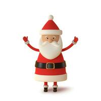 Santa Claus in red clothes, realistic 3d character  isolated on white. For Christmas cards and banners. Vector illustration