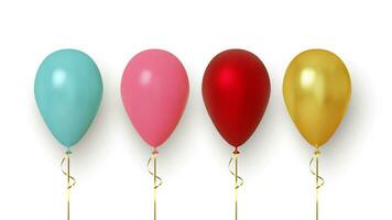 Set of colorful realistic balloon isolated on white background. Vector