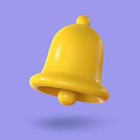 Hand bell, realistic 3d on violet background. Vector illustration