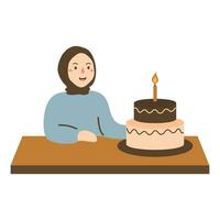 birthday girl blowing the birthday candles vector