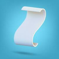 Paper ribbon rolls isolated on blue background. 3D Rendering. Vector illustration