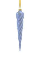 Realistic pearl blue Christmas tree toy in the form of a icicle, spiral. 3D Illustration object for christmas design, mockup. Vector isolated on a white background