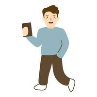 people doing things with mobile phone vector