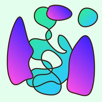 Gradient Abstract Flexible Line Curve Wavy Shape Minimalist Simple Silhouette Symbol Icon Poster Print Background Template vector