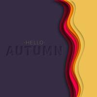 Autumn text greeting 3d paper art illustration. Text with stamping. Bright colorful halftone gradients. Design layout for banners presentations, flyers, posters and invitations. Vector illustration