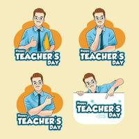 Mascot Collection of Teacher Characters. Vector Illustration