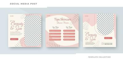 Beauty and spa skincare Makeup Salon square banner collection Square Flyer Template Design Pro vector