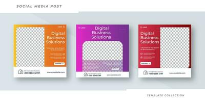 Digital business solution live webinar banner invitation and social media post template. Business webinar invitation design vector