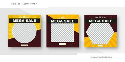 Mega sale post design template background banner template design. Vector illustration.