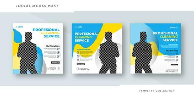 Professional Cleaning service business promotion social media post banner template design. Housekeeping, wash, clean or repair service. Cleaning service marketing post banner design. Pro Vector