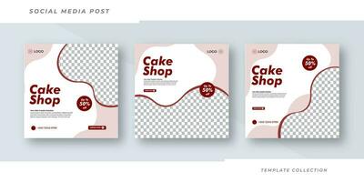 Cake shop menu banner social media post template design. Suitable for Social Media Post Restaurant menu banner social media post. Pro Vector