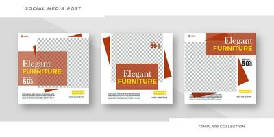 Elegant Furniture sale post collection social media post template design Pro Vector