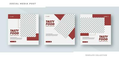 Tasty food menu banner social media post template design. Suitable for Social Media Post Restaurant menu banner social media post. Pro Vector
