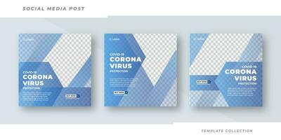 Set of editable square banner templates, Corona virus campaign poster design Virus warning banner flyer template Pro Vector