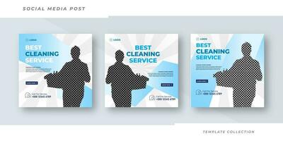 Best Cleaning service business promotion social media post banner template design. Housekeeping, wash, clean or repair service. Cleaning service marketing post banner design. Pro Vector