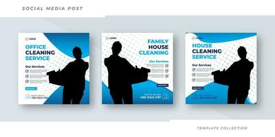 House Cleaning service business promotion social media post banner template design. Housekeeping, wash, clean or repair service. Cleaning service marketing post banner design. Pro Vector