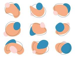 conjunto de orgánico resumen formas resumen dinámica soltar formas sencillo irregular curvo dinámica formas, moderno fluido gotas. plano vector ilustración en blanco antecedentes