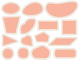 set of vector abstract stickers, icons stickers of different shapes with outline.