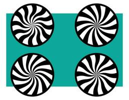 Set of hallucination circle with contour, vector graphics, black and white background