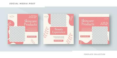 Beauty and spa skincare Makeup Salon square banner collection Square Flyer Template Design Pro Vector