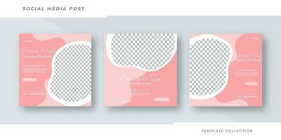 Beauty and spa skincare Makeup Salon square banner collection Square Flyer Template Design Pro Vector